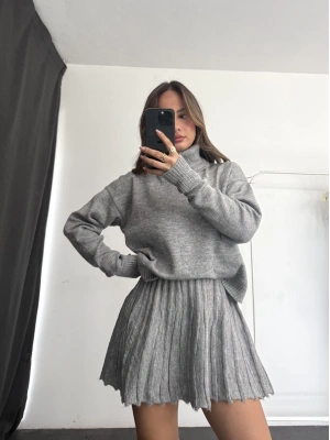 Clara Pileli Triko Takım - Gri