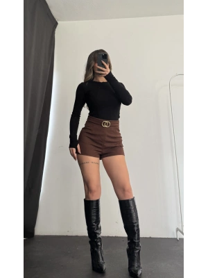 Cole Kemer Detay Şort - Kahve