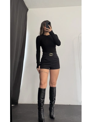 Cole Kemer Detay Şort - Siyah