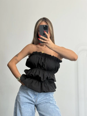 Dalia Büzgülü Straplez - Siyah