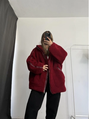 Damen Oversize Peluş Mont - Bordo