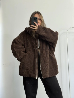 Damen Oversize Peluş Mont - Kahve