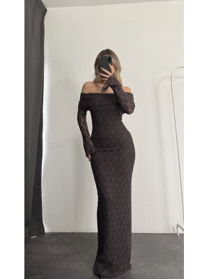 Dantel Madonna Elbise - Kahve