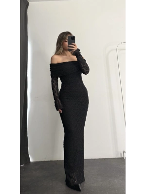 Dantel Madonna Elbise - Siyah