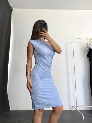 Daphne Tek Omuz Elbise - Mavi