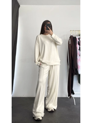 Düğme Detay Tunik Takım - Bej