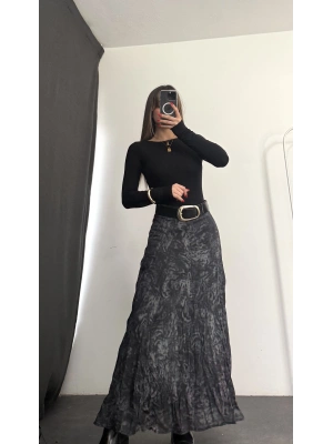 Elda Kemerli Leopar Etek - Antrasit