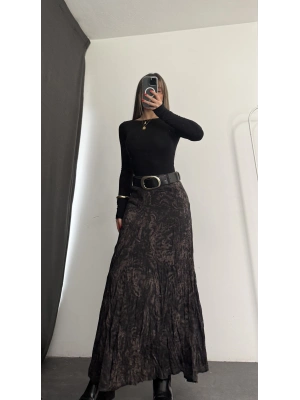 Elda Kemerli Leopar Etek - Kahve