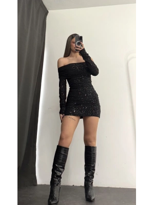 Eloise Simli Madonna Elbise - Siyah