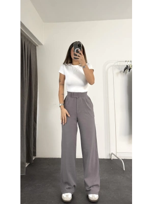 Essi Cırtlı Palazzo Pantolon - Gri