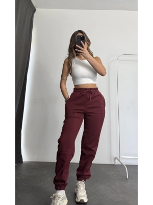 Eve Şardonlu Eşofman - Bordo