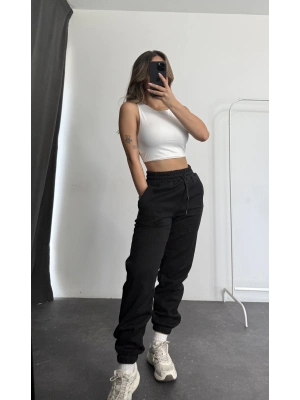 Eve Şardonlu Eşofman - Siyah