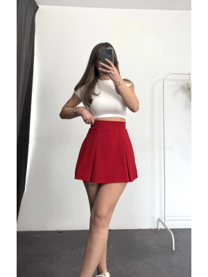 Evelyn Şortlu Etek - Kırmızı