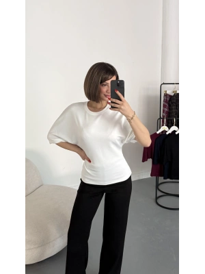 Everly Yarasa Kol Bluz - Beyaz