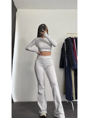 Fine Basic Crop Takım - Gri