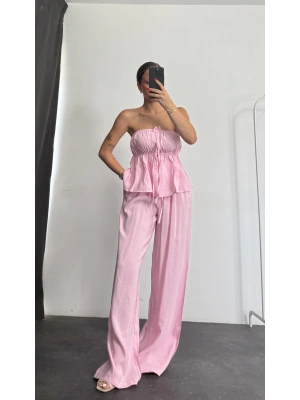 Fiona Straplez Takım - Pembe