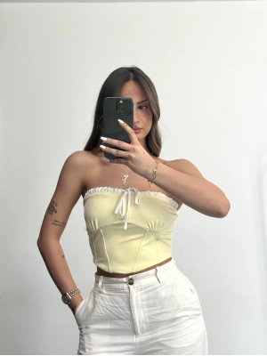 Fırfır Detay Büstiyer- Sarı