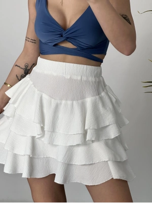 Fırfırlı Bürümcük Etek - Beyaz