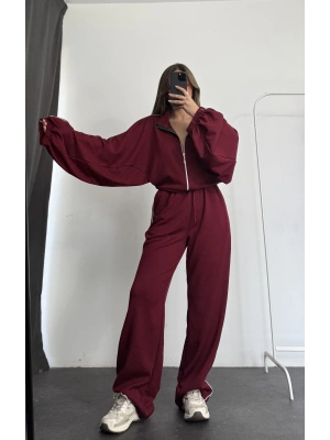 Haley Şeritli Eşofman Takımı - Bordo