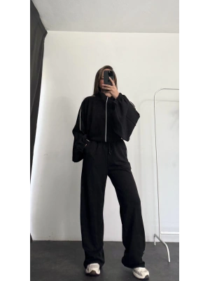 Haley Şeritli Eşofman Takımı - Siyah