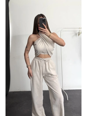Halter Tasarım Takım Keten - Bej