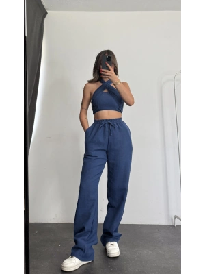 Halter Tasarım Takım Keten - Lacivert