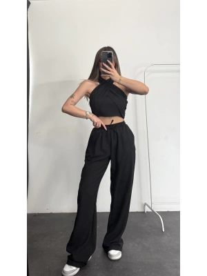 Halter Tasarım Takım Keten - Siyah