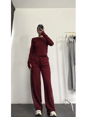 Hanna Taşlı Takım - Bordo