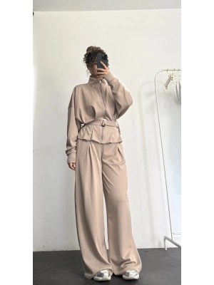 Heli Kemerli Eşofman Takım - Bej