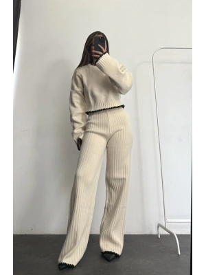 Hesna Biyeli Triko Takım - Taş