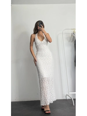 Iris Dantel Elbise - Beyaz