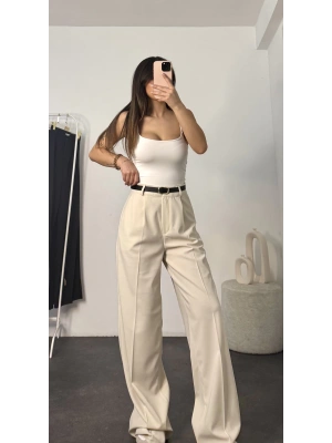 Jane Kemerli Palazzo Pantolon - Taş