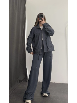 Janet Fermuarlı Ceket Takım - Antrasit