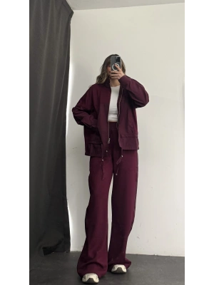 Janet Fermuarlı Ceket Takım - Bordo