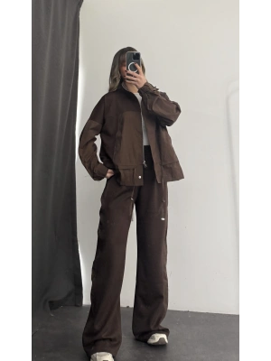 Janet Fermuarlı Ceket Takım - Kahve