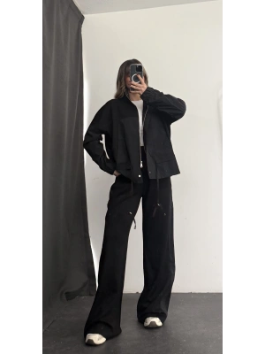 Janet Fermuarlı Ceket Takım - Siyah