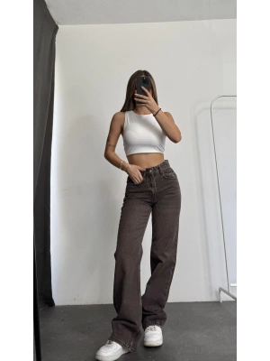 Jazz Wide Leg Jean - Kahve Yıkamalı