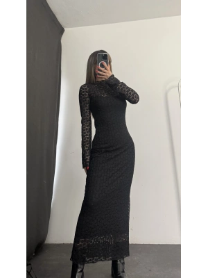 Joselina Dantel Elbise - Siyah