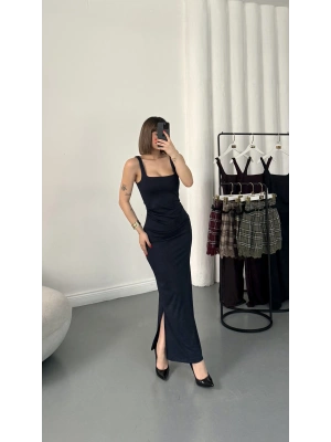 Josie Kare Yaka Elbise - Lacivert