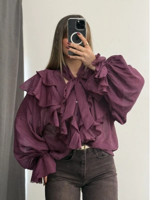 July Volanlı Bluz - Mor