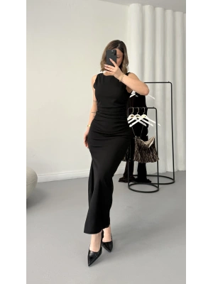 Kaisa Drapeli Elbise - Siyah