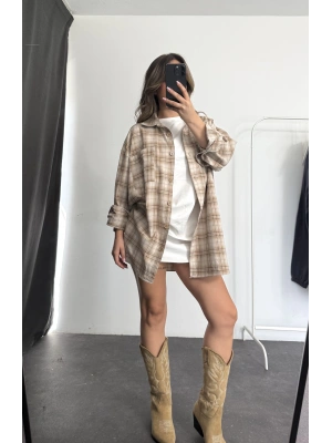 Kareli Oduncu Gömlek - Bej