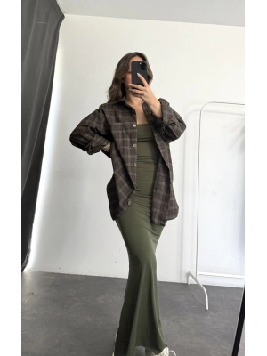 Kareli Oduncu Gömlek - Haki