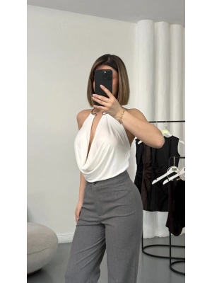 Katia Aksesuar Yaka Bluz - Beyaz