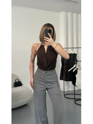 Katia Aksesuar Yaka Bluz - Kahve