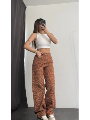 Katy Leopar Desen Baggy Jean - Kiremit