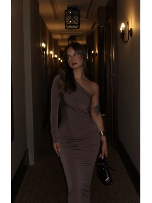 Kaylee Tek Kol Elbise - Vizon