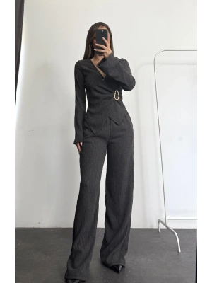 Kruvaze Tokalı Takım - Antrasit