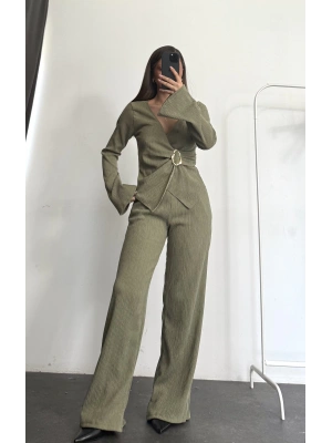 Kruvaze Tokalı Takım - Haki