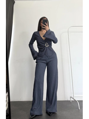 Kruvaze Tokalı Takım - Lacivert